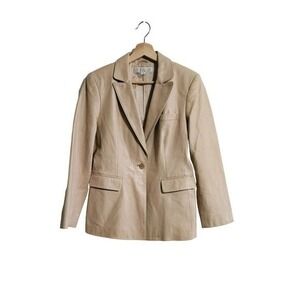 Bloomingdales Collection Fifty nine Leather Blazer Size Medium Tan single button